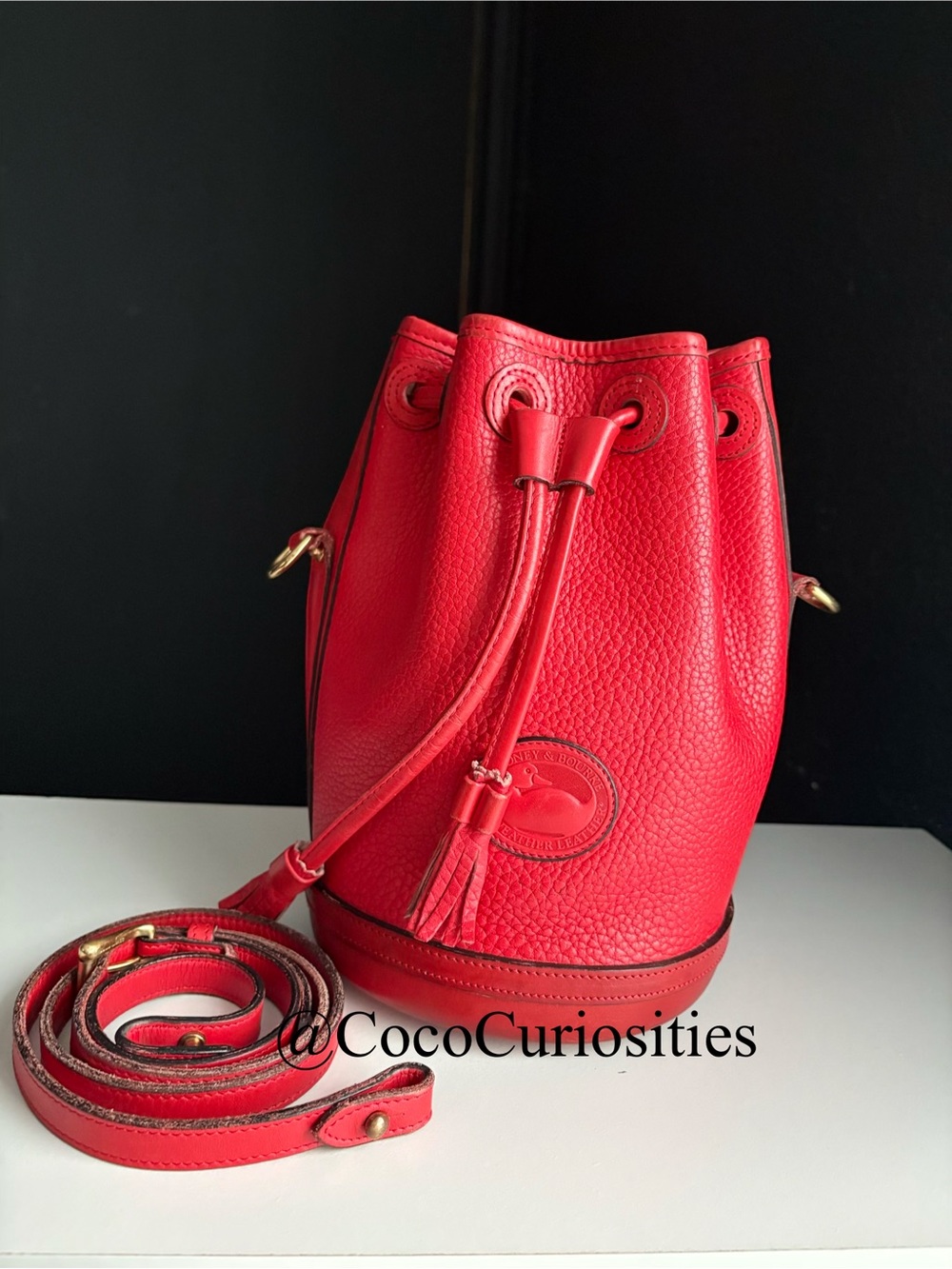 Dooney and Bourke awl Red Leather Mini Bucket Drawstring Bag